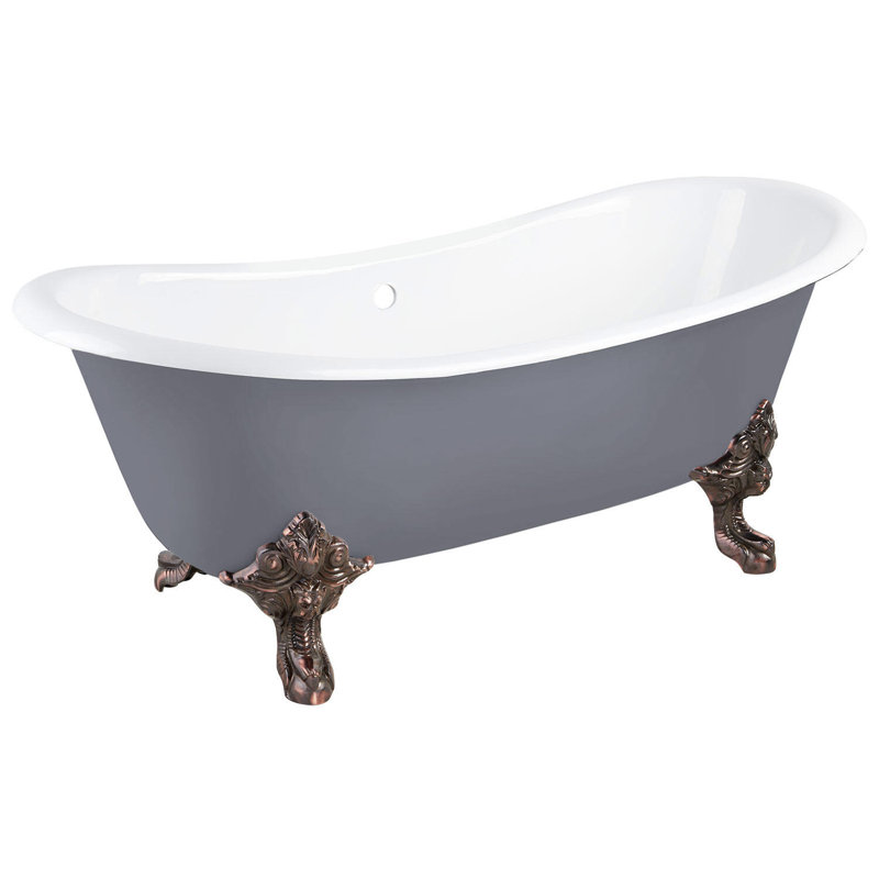 72" Lena Cast Iron Clawfoot Soaking Tub, Oil Rubbed Bronze