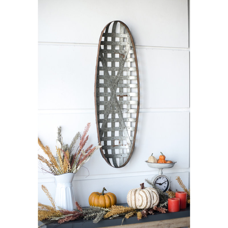 Décoration murale 12,5 po x 3 po x 37,5 po avec grille, touche rétro, 100% fer, argent intrigant 12,4 x 3,1 x 37,4