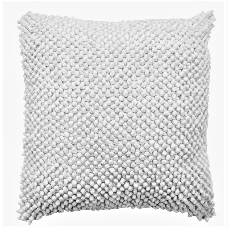 Felt Ball Square 100% Cotton Pillow Cover & Insert, White