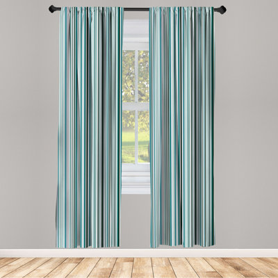 Microfiber Striped Semi-Sheer Rod Pocket Curtain Panels