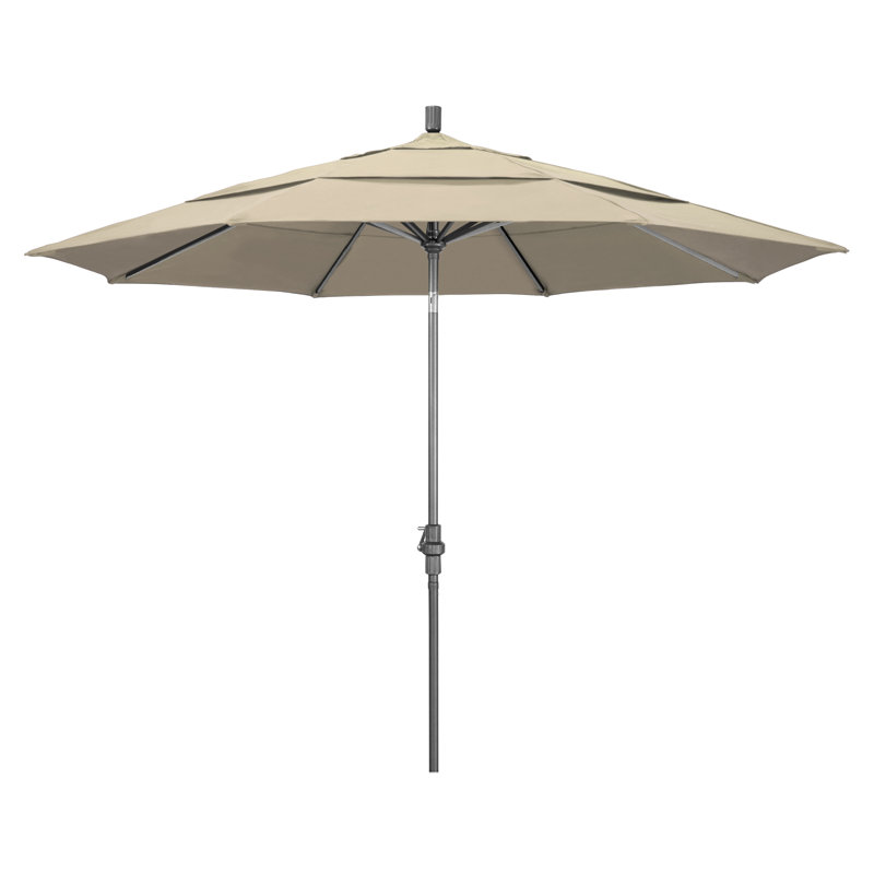 Parasol de marché Broadmeade octogonal Sunbrella, Gris martelé, Beige antique