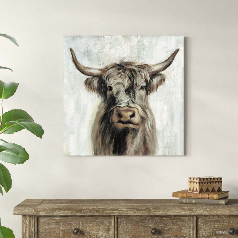 Vache Highland - brun, H 30 po x l 30 po x P 1,25 po