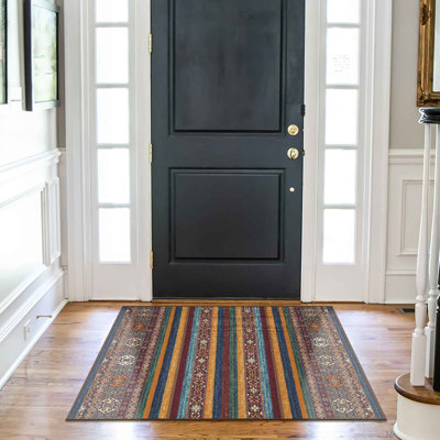 Non-Slip Vintage Striped Area Rug For Living Room, Hallway Runner, Entryway Rug