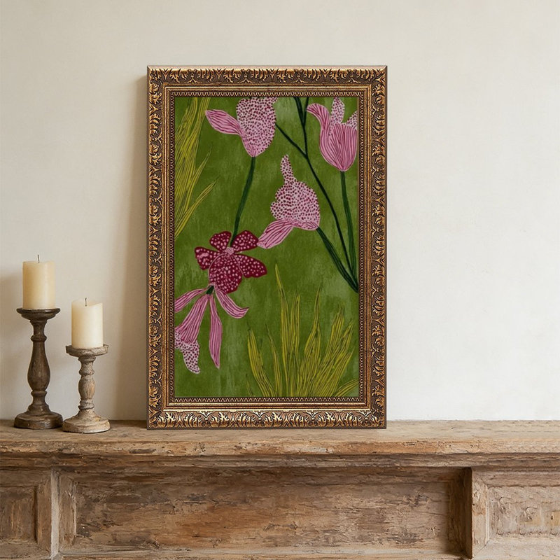 Cadre mural rétro rose et rouge FloralOrnate, L 20 po x l 30 po