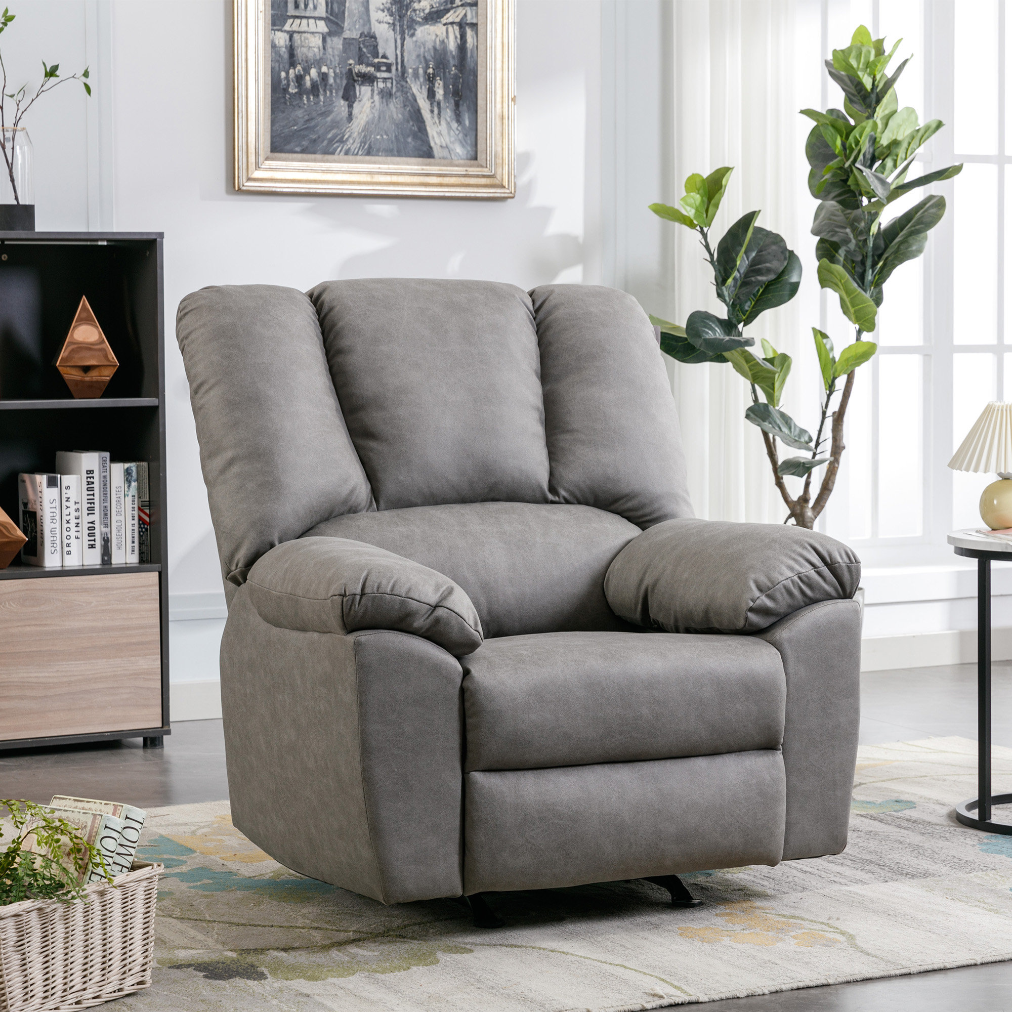 Red Barrel Studio® 39'' Wide Modern and Overstuffed Soft Manual Recliner  with Wide Backrest & Reviews