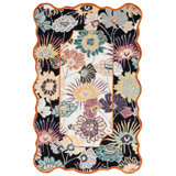 Tapis en laine / coton touffeté à la main noir / ivoire Jaiprkesh