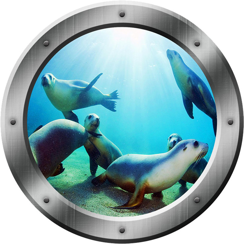 Décalcomanie murale encadrée animaux sea animal Stickney, H 14 po x L 14 po