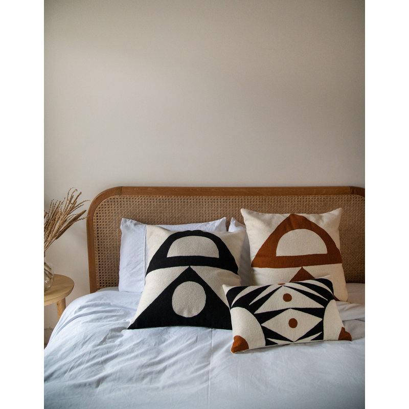 Zaza Wool Square Pillow Cover, Black/White