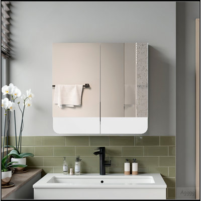 Medicine Cabinet, 2 Doors, 3 Shelves, 2 Mirrors, White