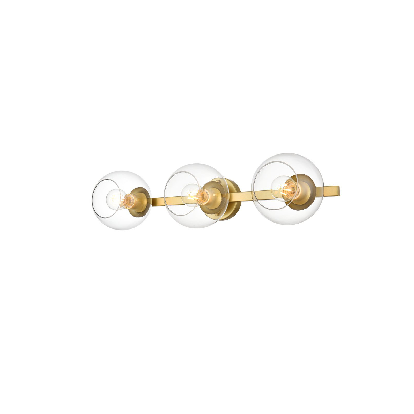 Nathalie 2 Light Glass Dimmable Armed Sconce, Brass, 7" H x 27" W x 27" D, 3 Lights