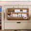 Grand avec tablettes et tiroirs de rangement intégrés, conception d'escalier de sécurité et rails de sécurité de haute qualité, beige-129911360-129911366