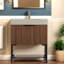 Ensemble de meubles-lavabos de luxe, plateau en pierre de marbre avec lavabo en céramique Roma, armoire de rangement moderne