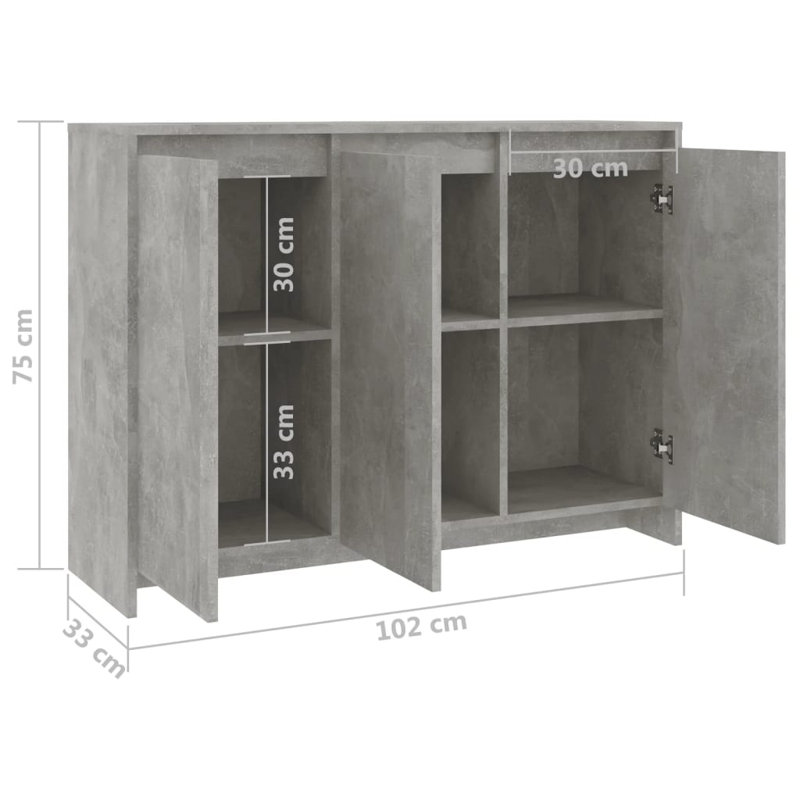 Gocio 102cm Sideboard, Concrete Grey