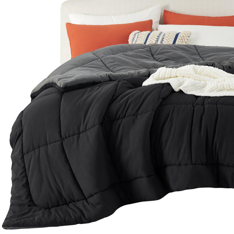 Bedsure King Box-Stitch Down Alternative Duvet Insert – Black; Gray , All-Season Comforter, King Comforter, Black/Gray
