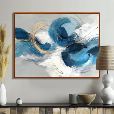 Abstrait tourbillon dans des tons bleus et blancs - art mural, impression sur toile bleu minimaliste