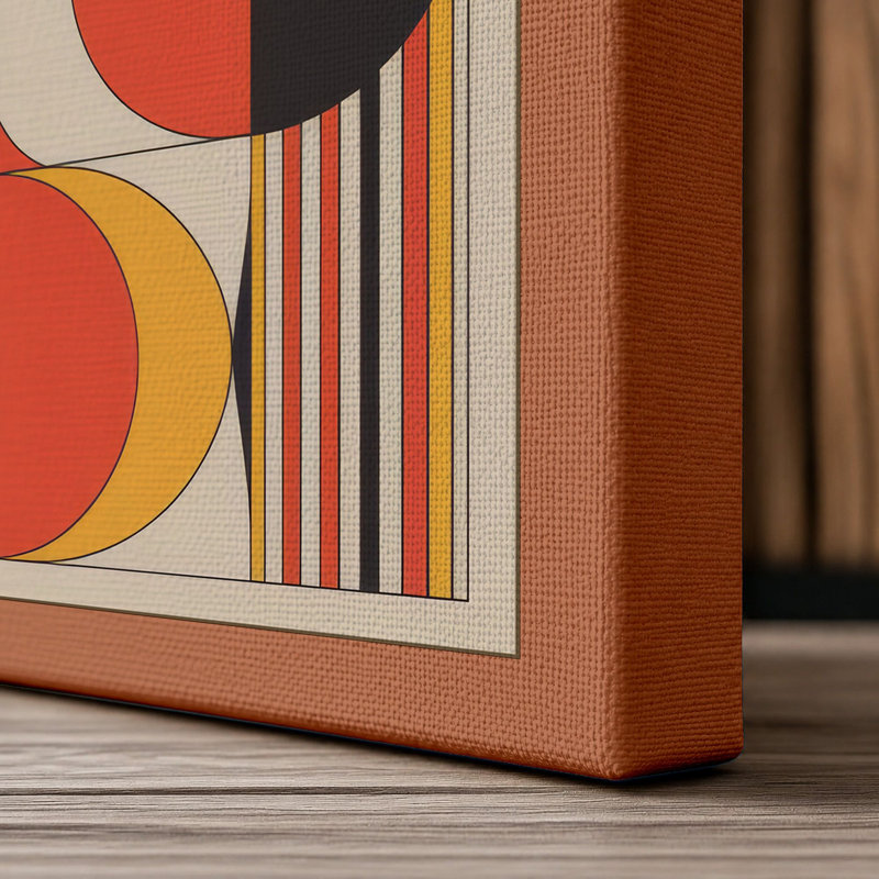 Circling Forms Art Deco 1 Piece Wrapped Canvas Wall Art, 24x16 - 61.0 x 40.6 cm, Terracotta Border