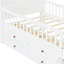 Structure de lit plateforme simple pour lit blanc avec 4 tiroirs de rangement spacieux, garde-corps protecteur, tête de lit conçue pour la fenêtre et escalier à 2 marches, amplement sous l'espace, pas de sommier tapissier requis, installation simple