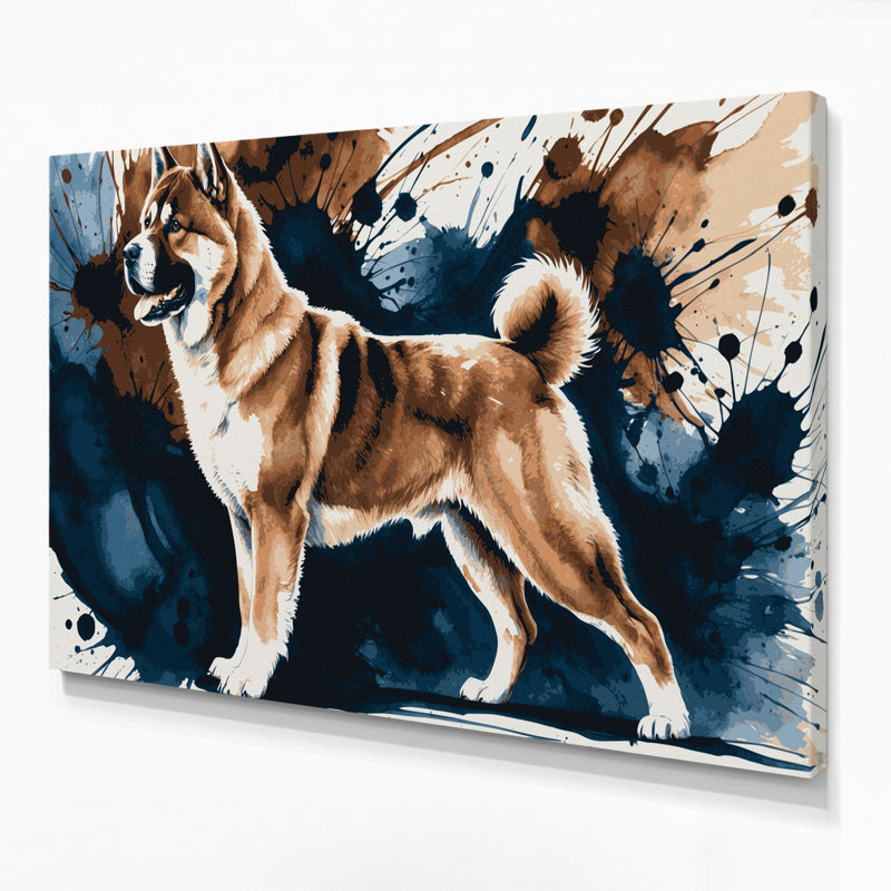 «Dogs Akita», art mural sur toile grise, H 8 po x l 10 po