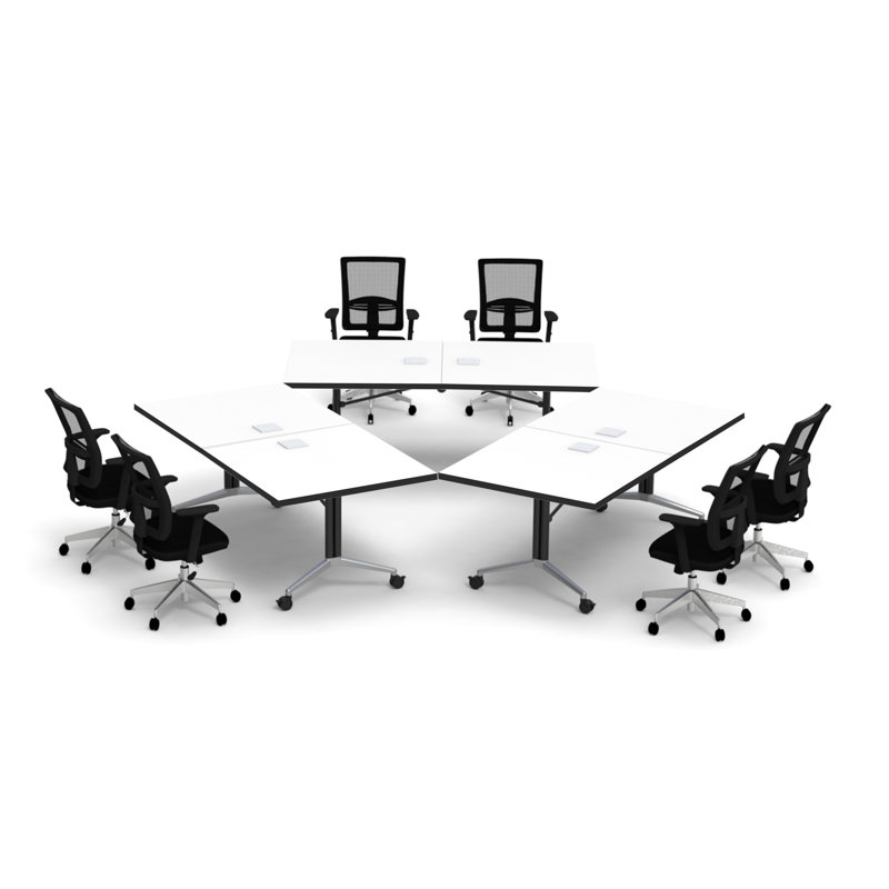 Rectangle 6 Person Flip Top 72'' L Modular Training Table and Chair Set with Casters and Modesty Panel and Cable Management