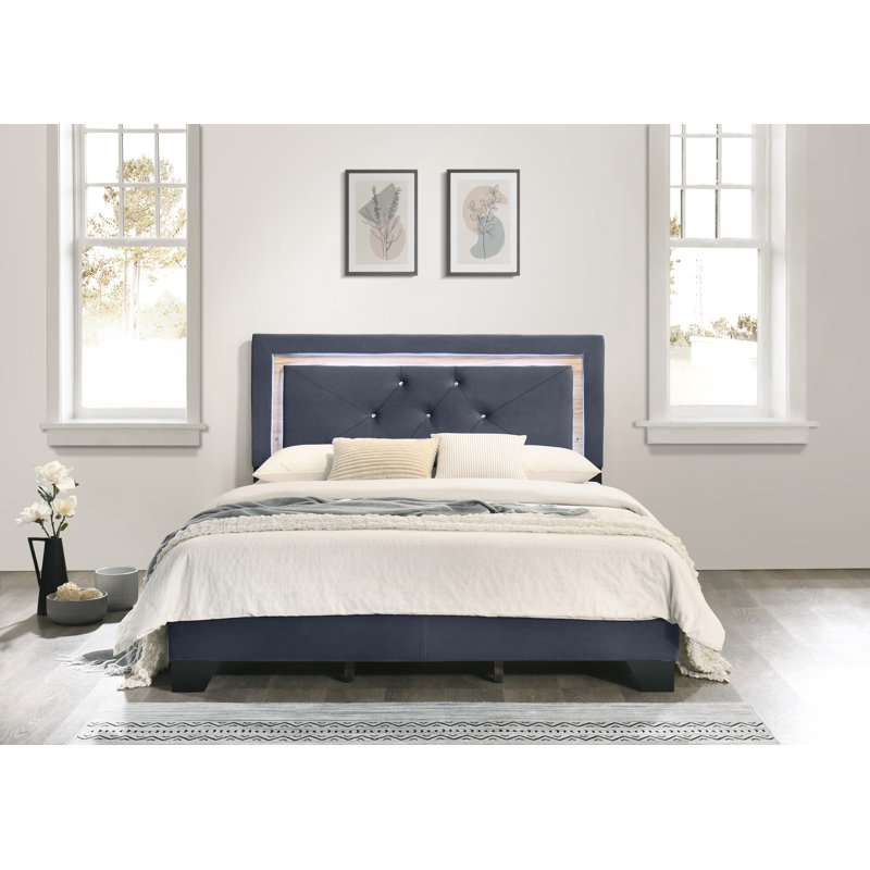 Kendell Upholstered Bed, Kingsize (5'), Dark Grey