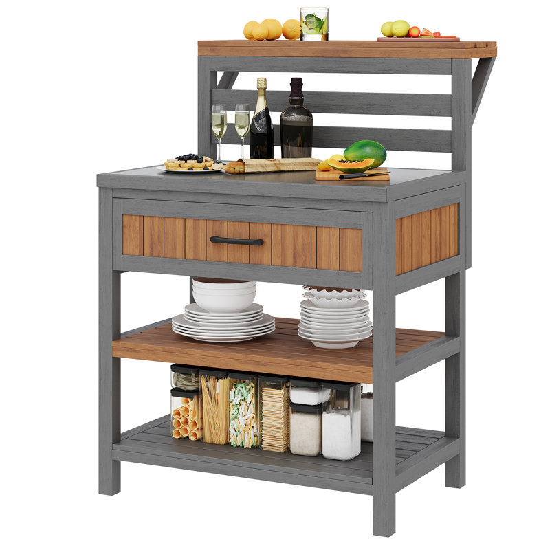 Weatherproof Storage Shed With Countertop & Large Drawer