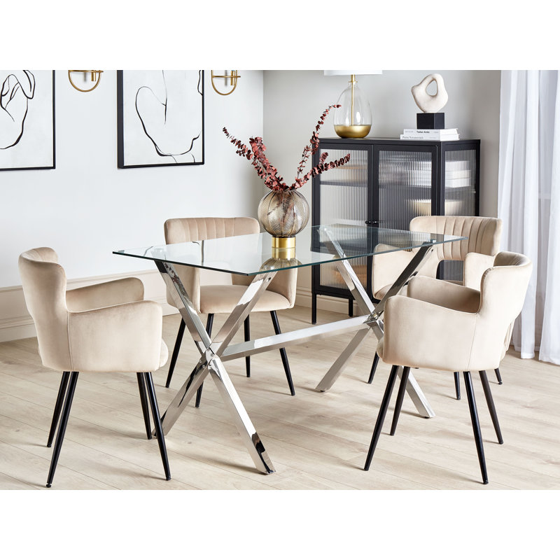 Anicette Glass Top Metal Base Dining Table