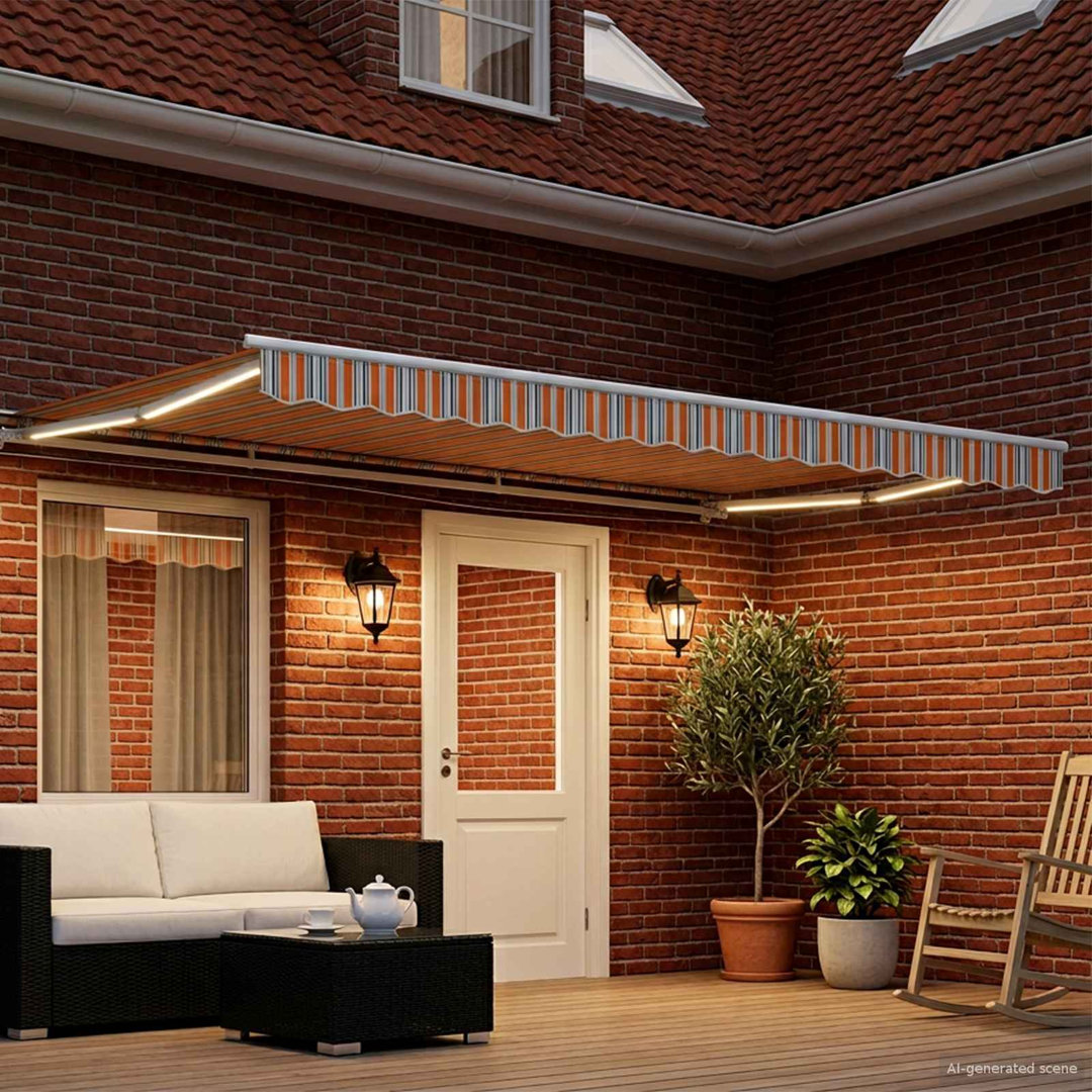 VidaXL 450cm W x 350cm D Polyester Cover Retractable Patio Awning