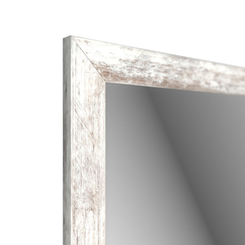 Jarel Wood Flat Wall Mirror, 127cm H x 47cm W, White/Brown