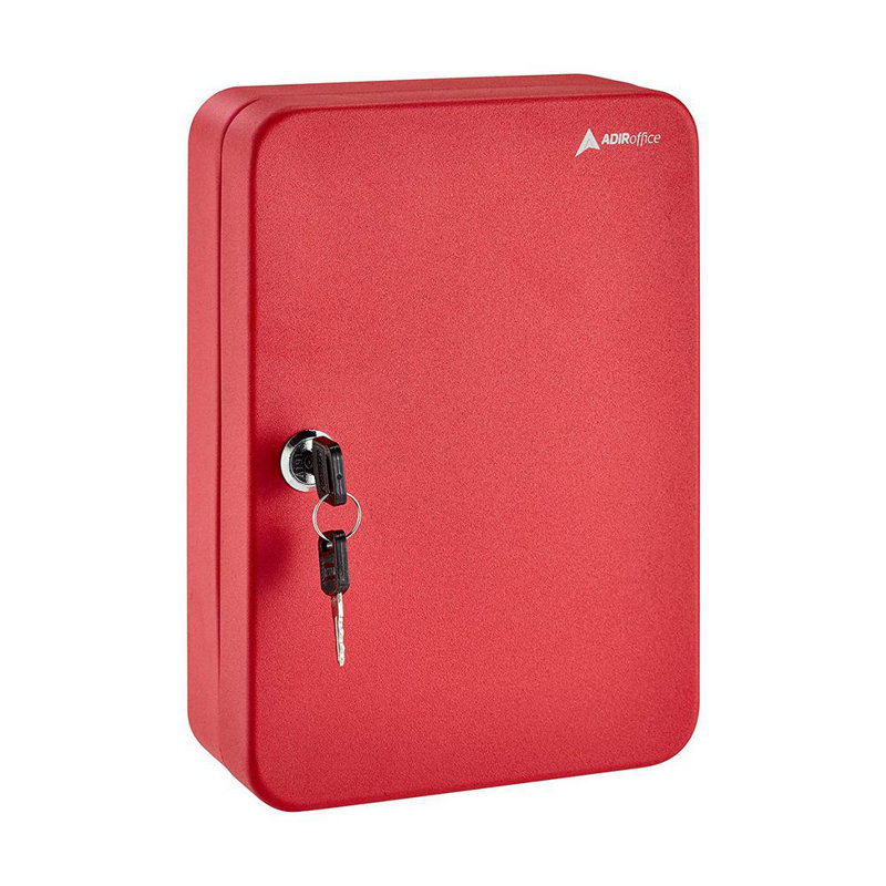 48-Key Steel Key Cabinet with Key Lock with 148 Key Tags, Red