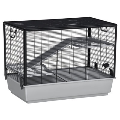 Tucker Murphy Pet™ 3-Tier Hamster Cage, Guinea Pig Cage, Pet Chinchillas Play House Indoor With Accessories Food Dish Water Bottle, Ramps, 31.5"X19"X23", Grey