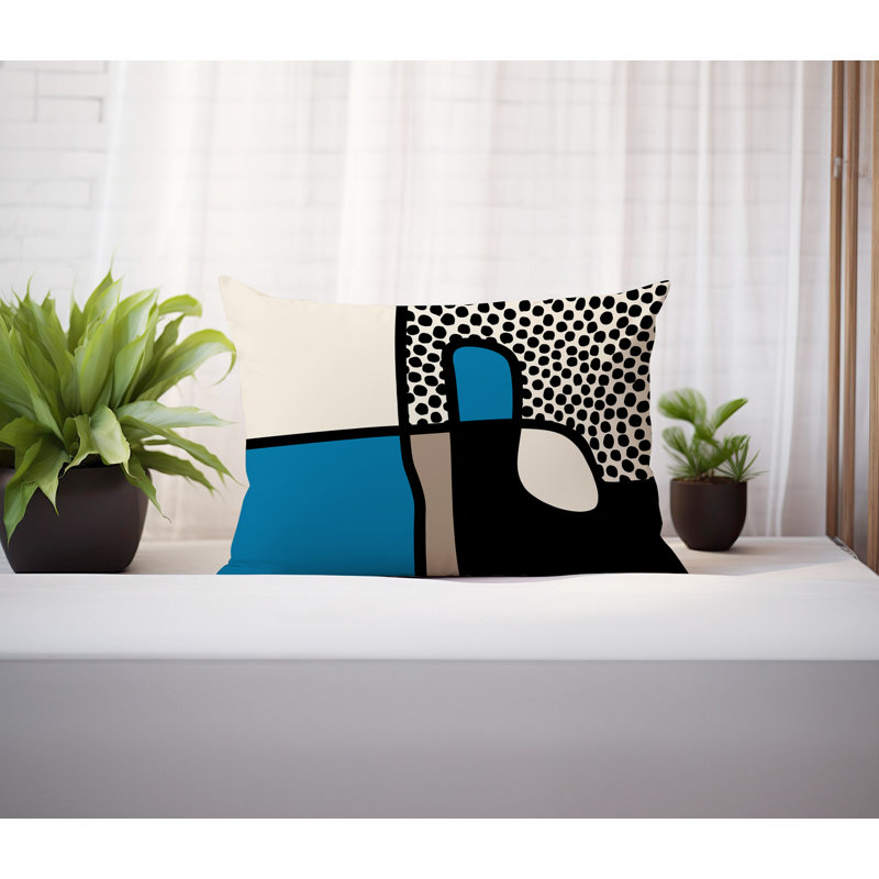 Coussin lombaire réversible intérieur / extérieur Jai Abstract, H 14 po x l 20 po, Turquoise