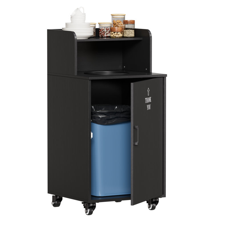 Armoire à poubelle de restaurant de 32 gallons avec trou de chute, poubelle en bois commerciale et poubelle avec plateau supérieur, porte à charnières, grande poubelle pour cafétéria, buffet, bureau à domicile, cuisine, buanderie et école