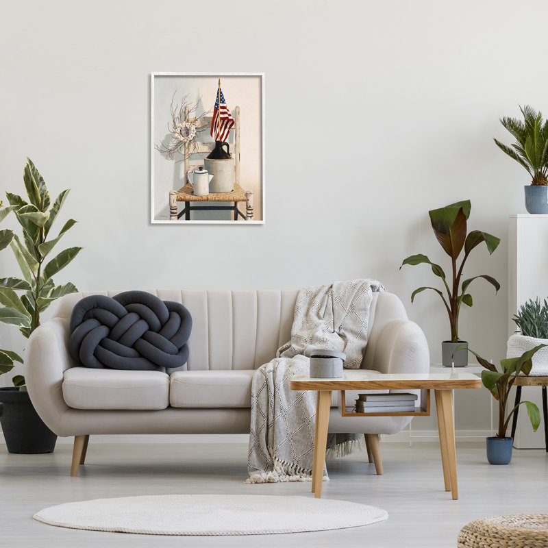 «Rustic Things American Flag», peinture, H 30 po x l 24 po x P 1,5 po, Giclée encadrée blanc bord de mer