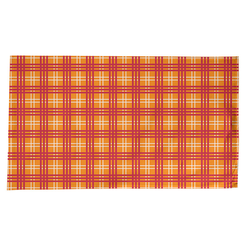 Nappe en mélange de coton à carreaux, Orange / blanc / rouge