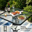 Ensemble de salle à manger d'extérieur Melisa 5 pièces, comprenant une table de 76 x 76 cm et 4 chaises empilables en polyester enduit de PVC, table et chaises en métal pour terrasse, pelouse, jardin, bord de piscine, cour (parasol non inclus)-109050404
