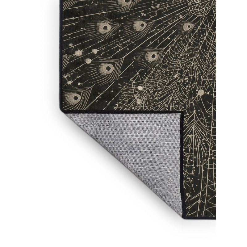 Machine Washable Pavle Posh & Luxe Starburst Rug in Black – Black Binding, 3 x 5