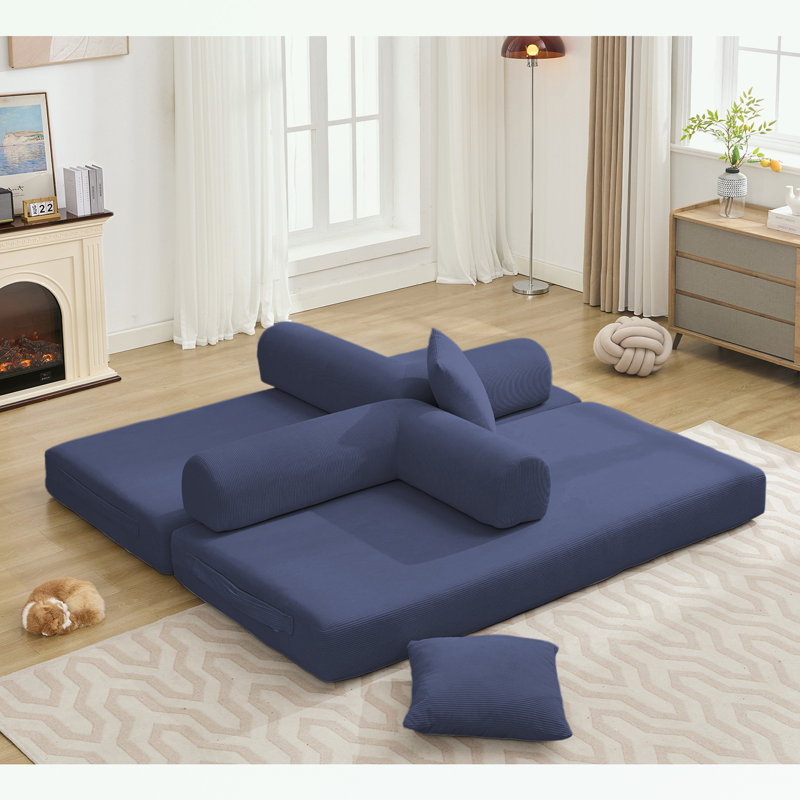 Canapé-lit pliant convertible avec coussin moelleux, Bleu très foncé