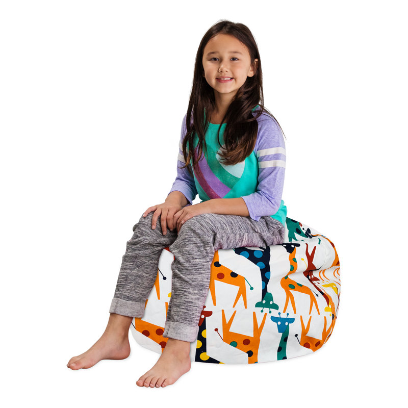 Housse pour fauteuil à billes Kids, Moyen - 27 po, Toile - girafes sur fond blanc