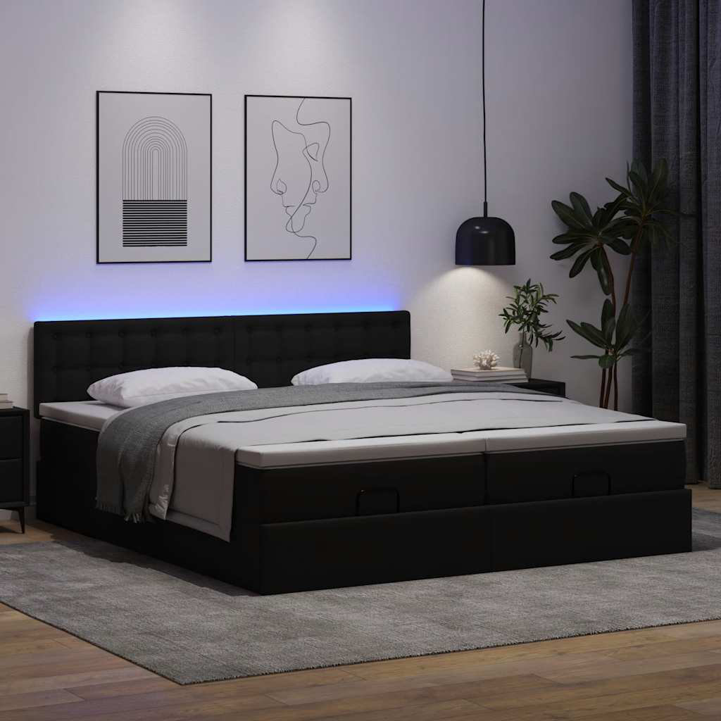 Vidaxl Ottoman-Bett Mit Matratzen Grau 200X200 Cm Kunstleder