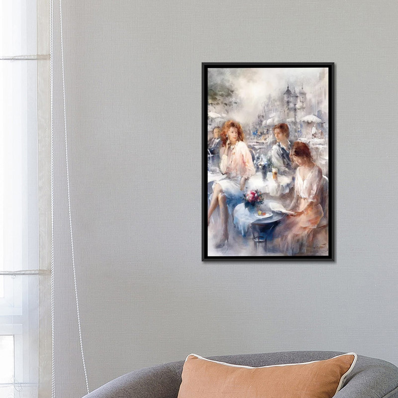 « terrace », reproduction sur toile, H 26 po x l 18 po x P 1,5 po, Toile avec cadre noir, Pas de tapis