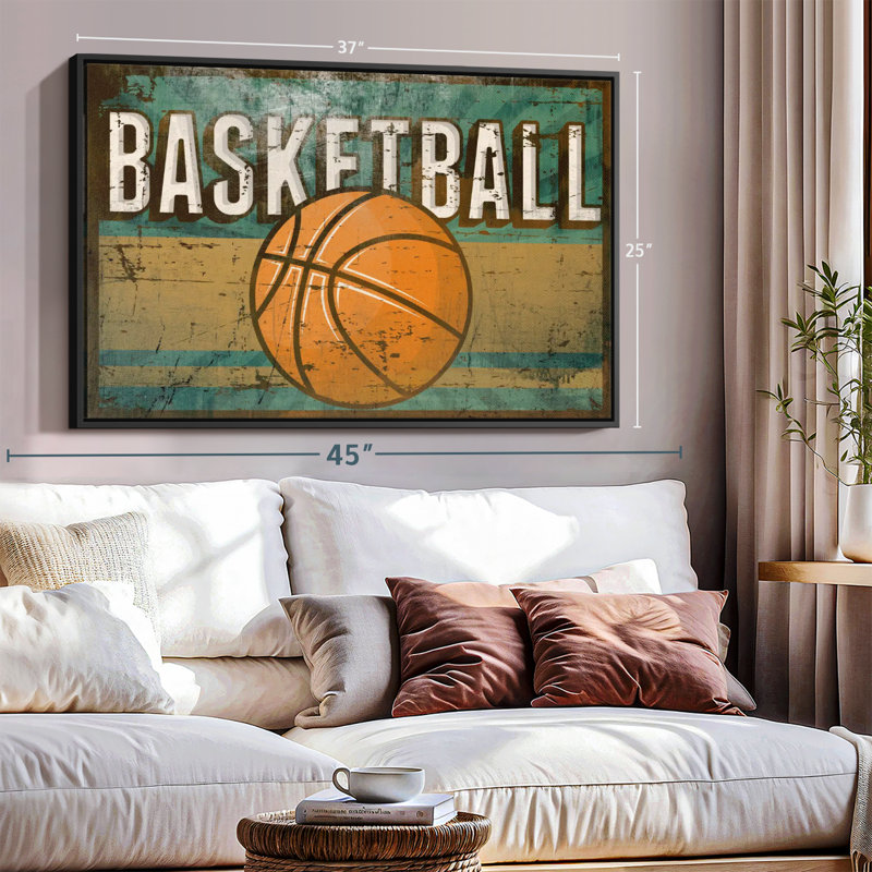 Sports «Grunge Basketball Canvas Print», H 25 po x l 37 po