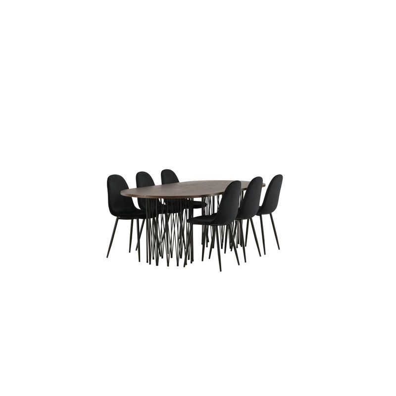 Granville 6 - Person Dining Set, Black, Black