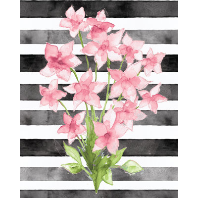 Blush Floral Stripes - Painting Print