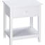 Table de bout à 2 tiroirs, table de bout moderne blanche pour chambre à coucher, hauteur 23,5 po avec tablette, hauteur 23,5 po