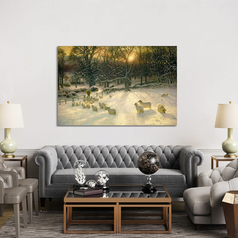 «The Shortening Winter's Day Is Near A Close On Canvas» par Joseph Farquharson, Wrapped Canvas, H 40 po x l 60 po x P 1,5 po