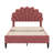 Upholstered Platform Bed With Flower Pattern Headboard