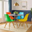 Round Grey Dining Table With Set Of 4 Mixed Colour Tulip Chairs