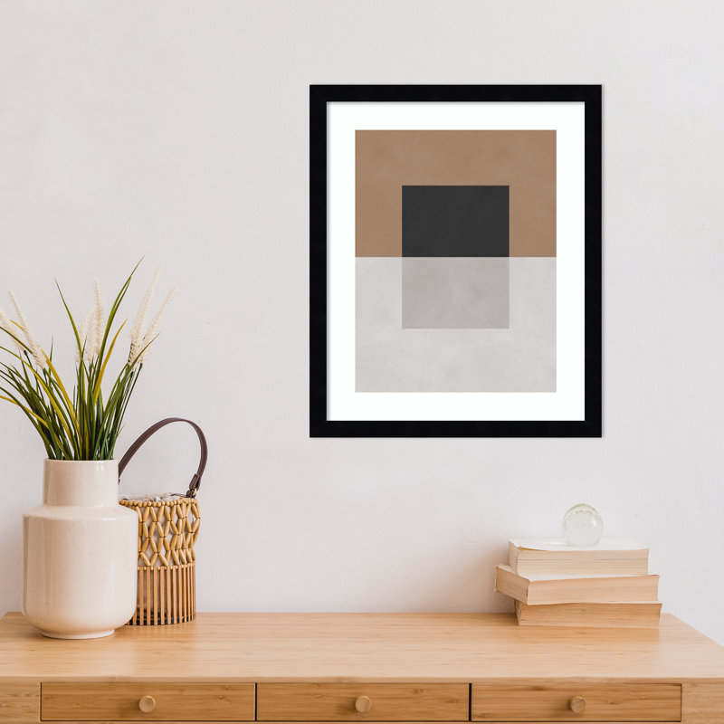 «Black and Brown Blocks» par Conkle, impression sur bois encadrée, H 17 po x l 14 po