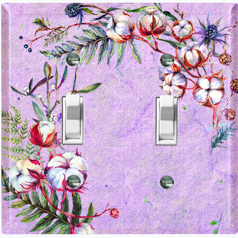 Plaque murale interrupteur à bascule Flower 2-Gang, Mauve