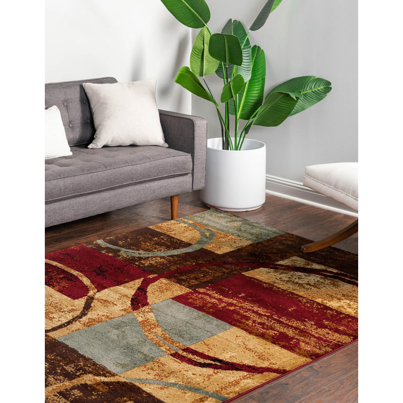 Tapis multicolore à motif géométrique Adetomiwa, Rectangle 9 pi x 12 pi